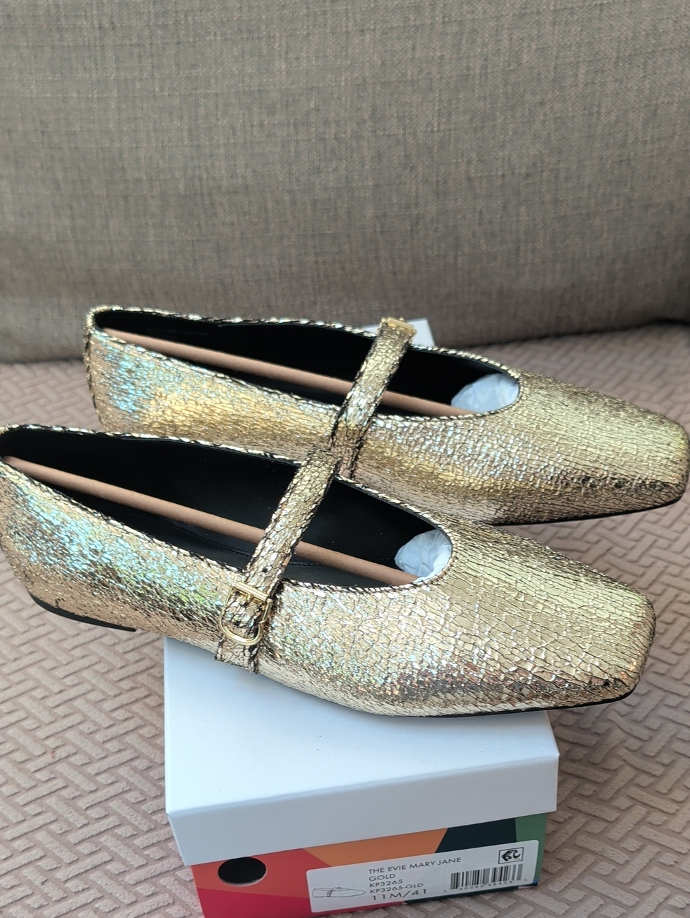 Katy Perry Collections The Evie Mary Jane Gold Flats NIB